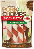 Bacon-flavored rawhide-free pork skin dog chew bag, 4-count, resealable pack