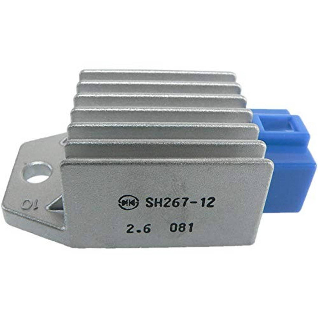 Gray regulator rectifier with blue connector block and SH267-12 and 2.6 081 text