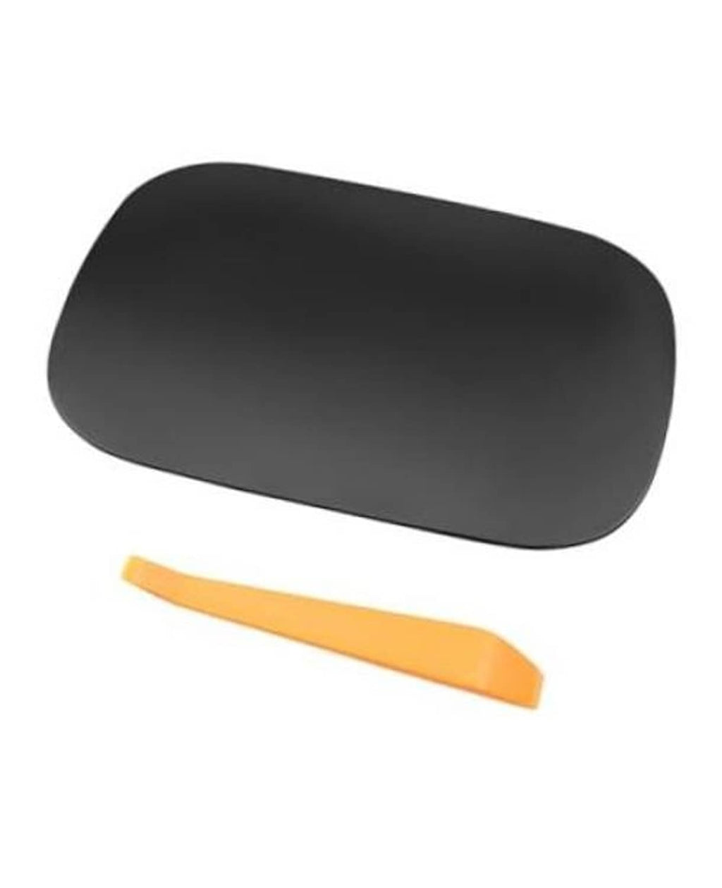 Fuel tank cap cover, matte black oval with matching yellow insert strip