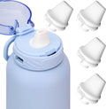 Set of white bite valve replacement caps for a stainless steel water bottle lid