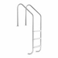 Stainless steel 3-step inground pool ladder with double arc handrails and curved grab posts