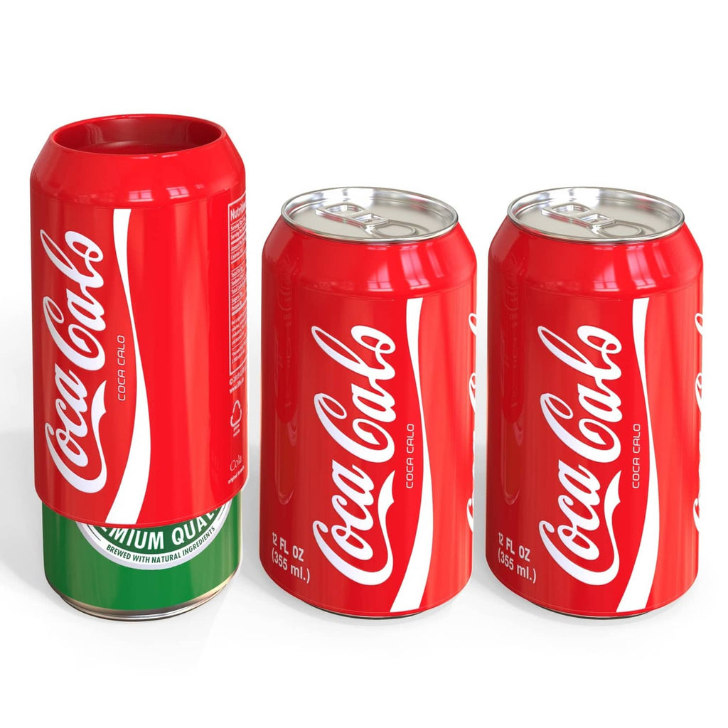 Set of three red silicone can sleeves with white logo, for 12 oz cans