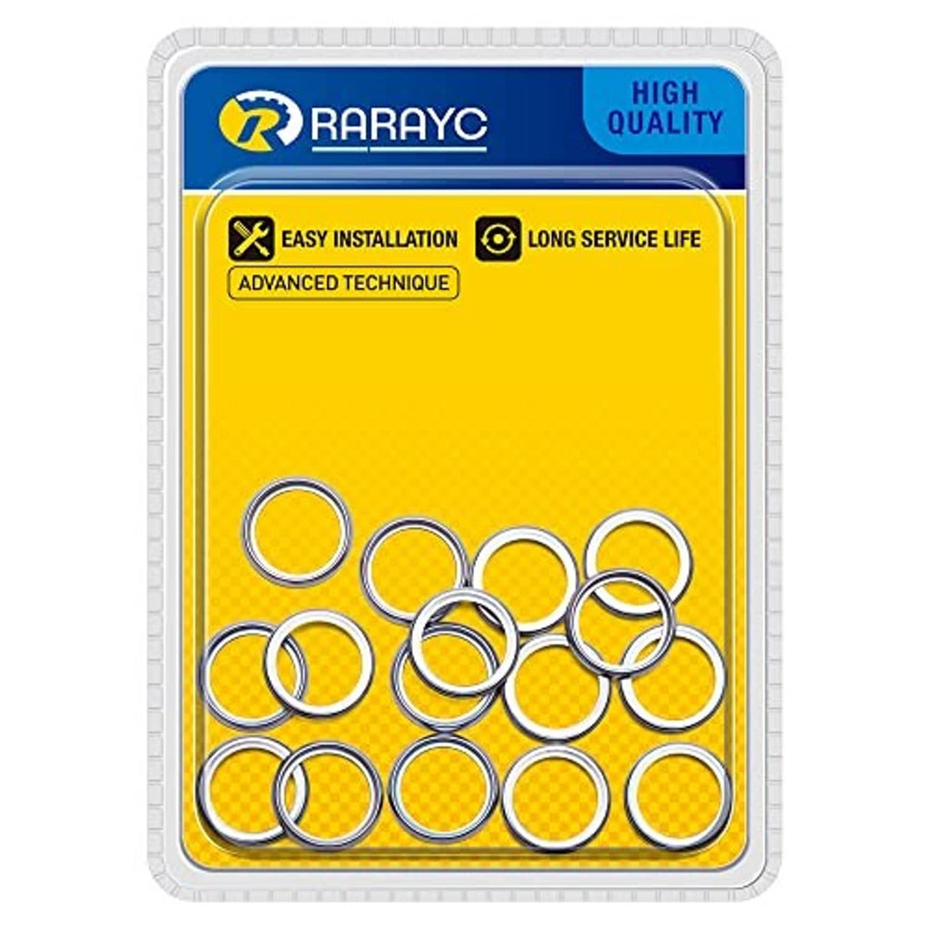 Oil drain plug crush washers set, metal ring washers shown in blister packaging