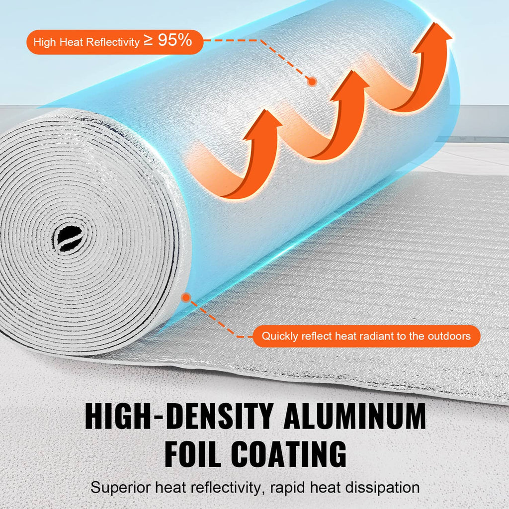 Rolled reflective radiant barrier insulation with high-density aluminum foil coating