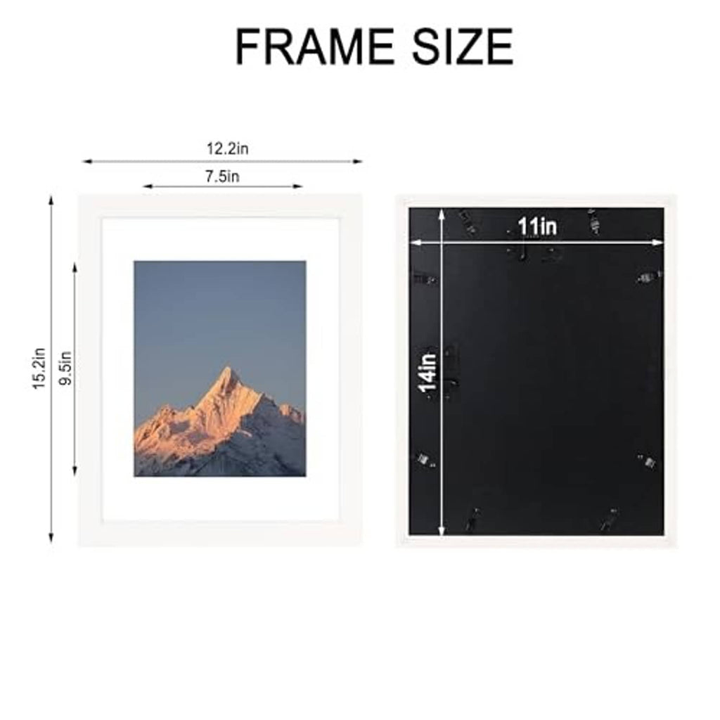 11x14 white picture frame size layout, showing outer frame and inner photo dimensions
