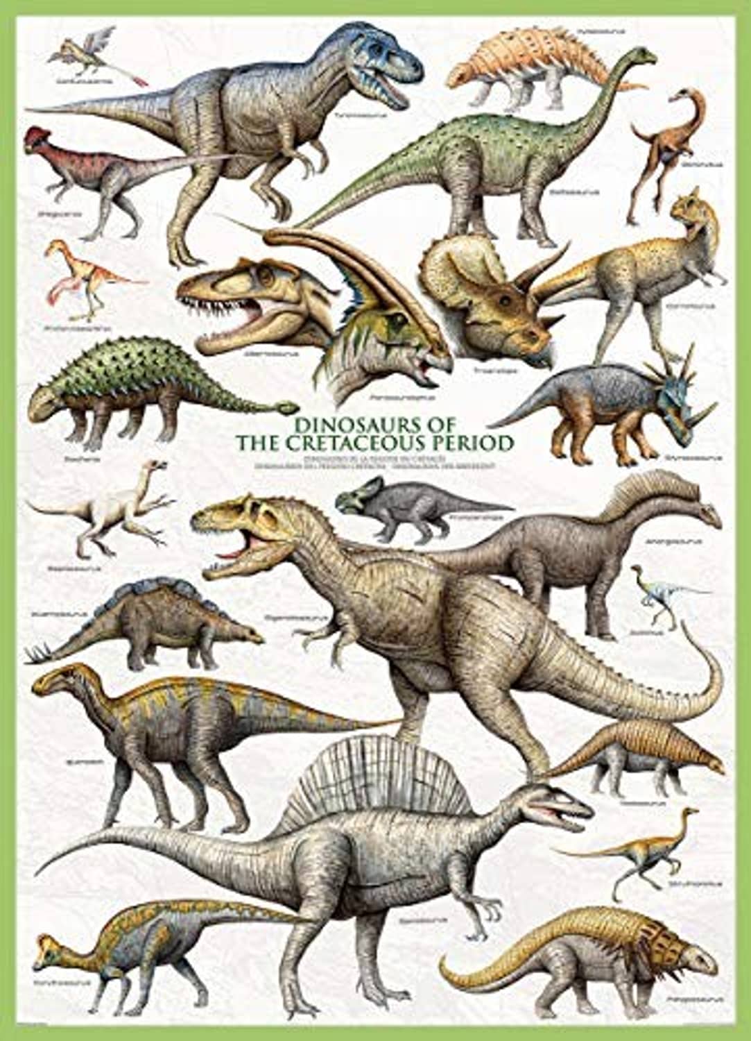 Dinosaur Cretaceous themed 1000-piece puzzle artwork with many species