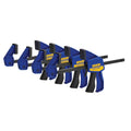 Blue one-handed mini bar clamps, 4-pack with black bars