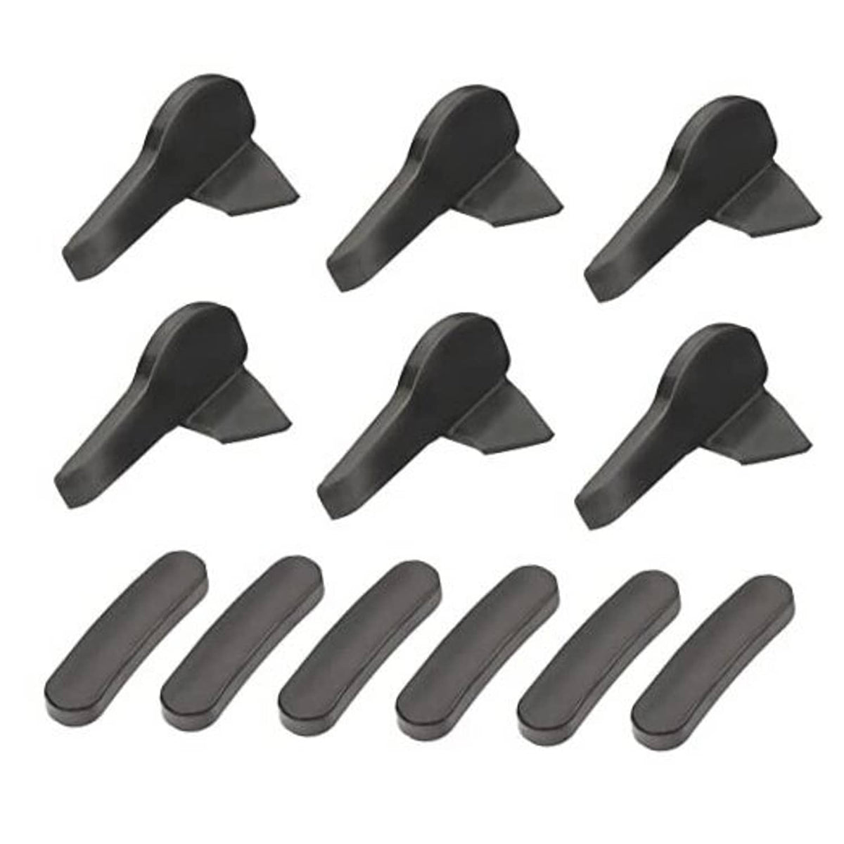 Set of black duckhead tire changer inserts with curved wedge tabs