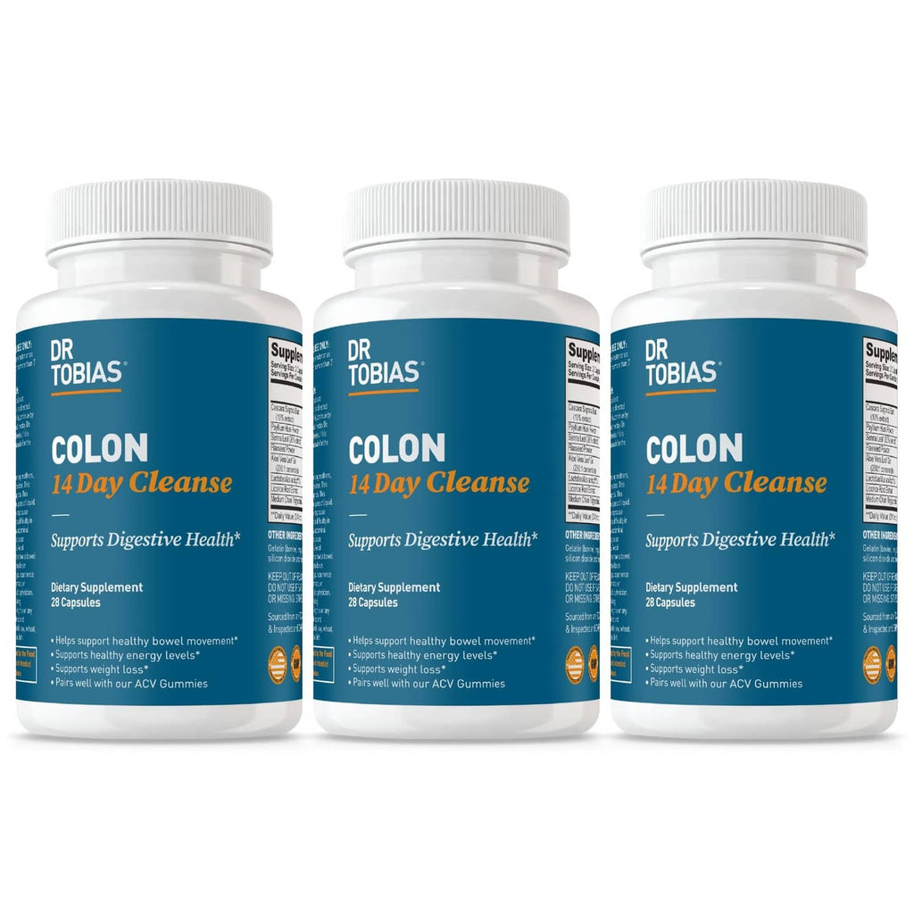 Dr. Tobias Colon 14 Day Cleanse bottles, 3-pack with white caps