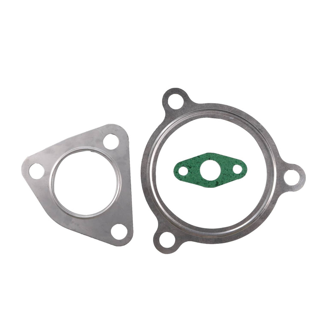 Turbocharger gasket set with green gasket insert and two metal flange gaskets