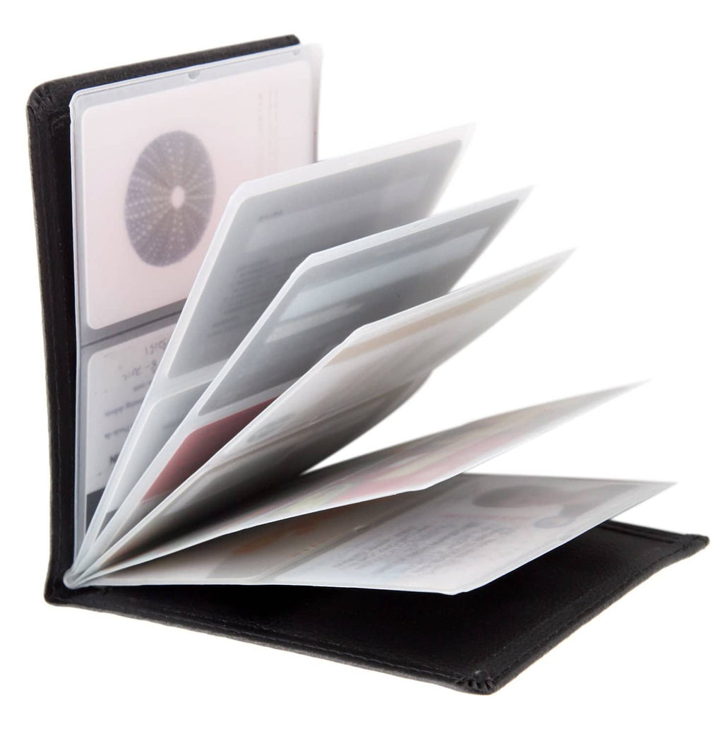 Ai-dee RFID-blocking leather wallet, open with multiple card slots visible