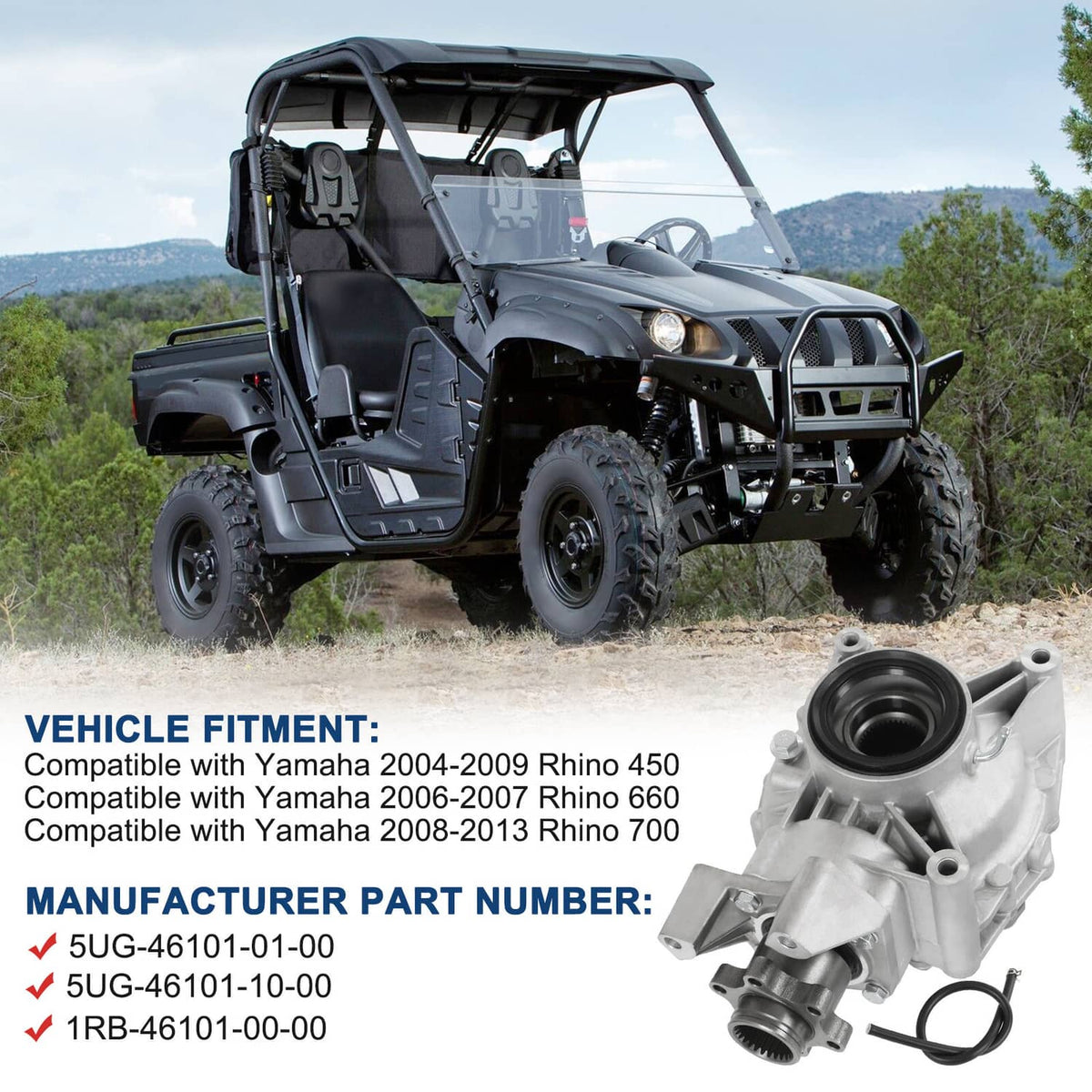 Rear differential component with black bearing seal, silver housing, and attached sensor wire