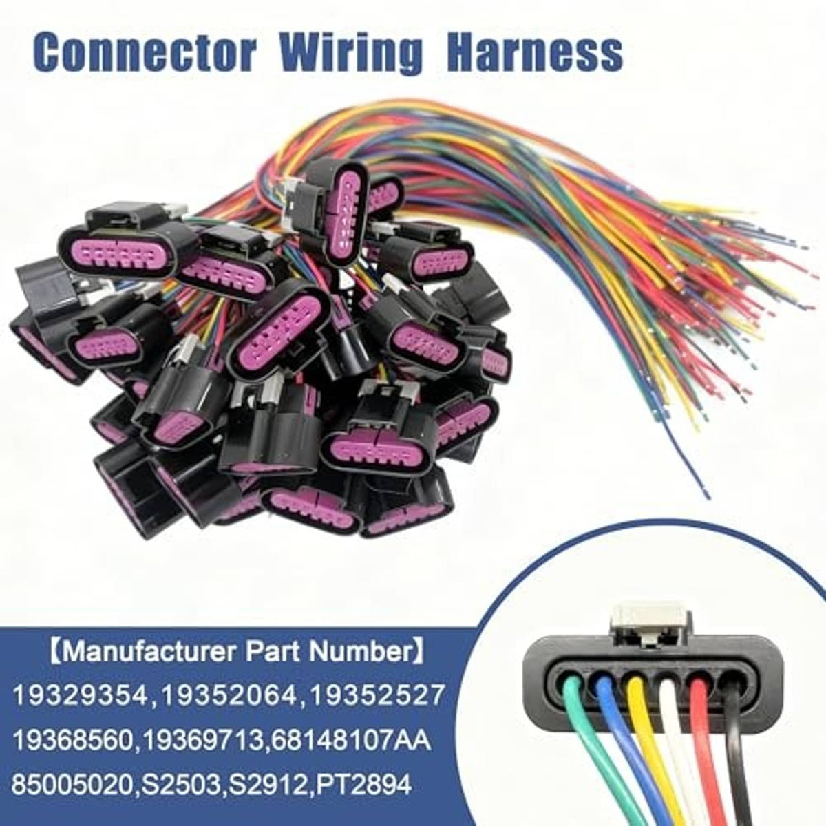 Accelerator pedal wiring harness set with multiple black connectors and multicolor leads