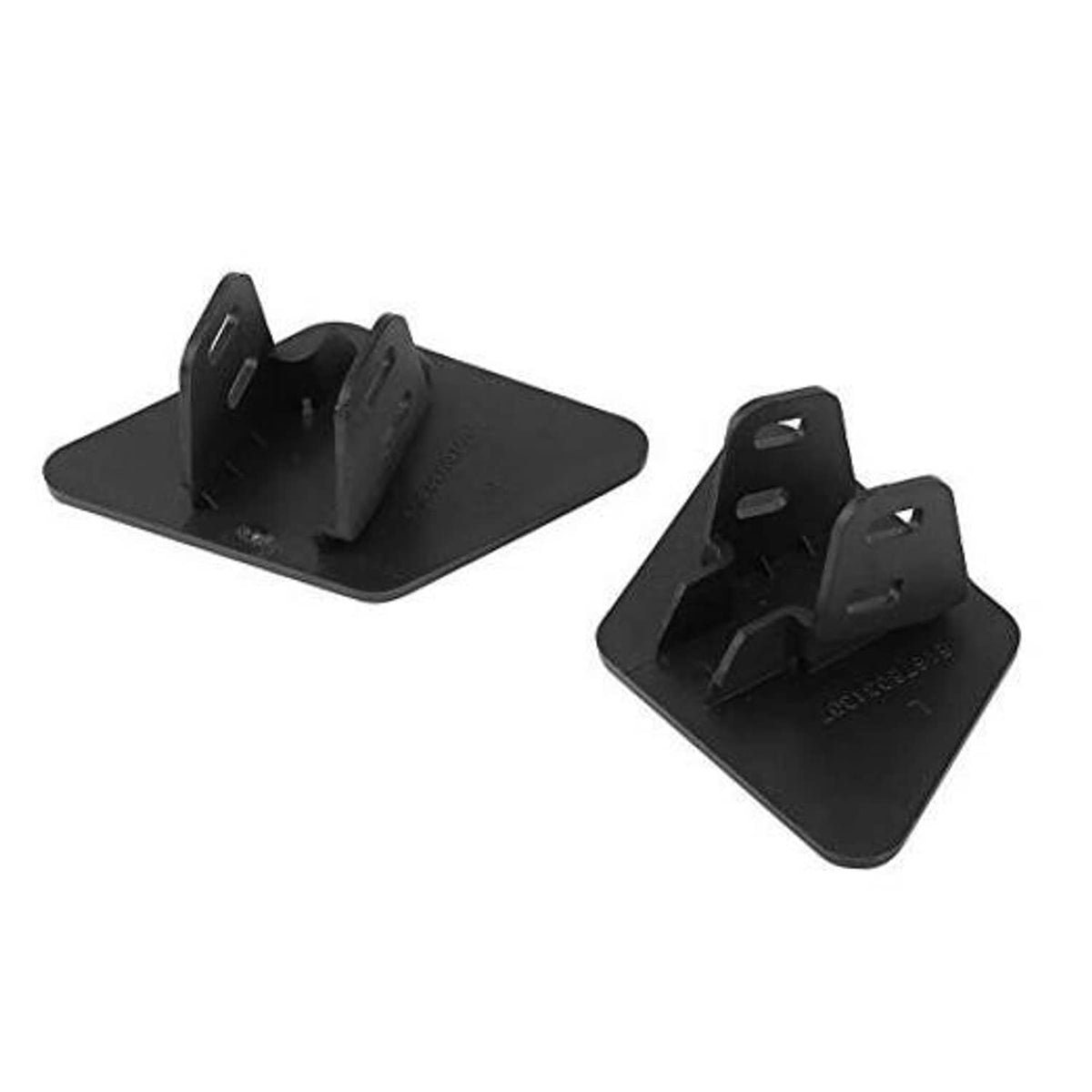 Headlight washer nozzle caps, black plastic pair with mounting brackets