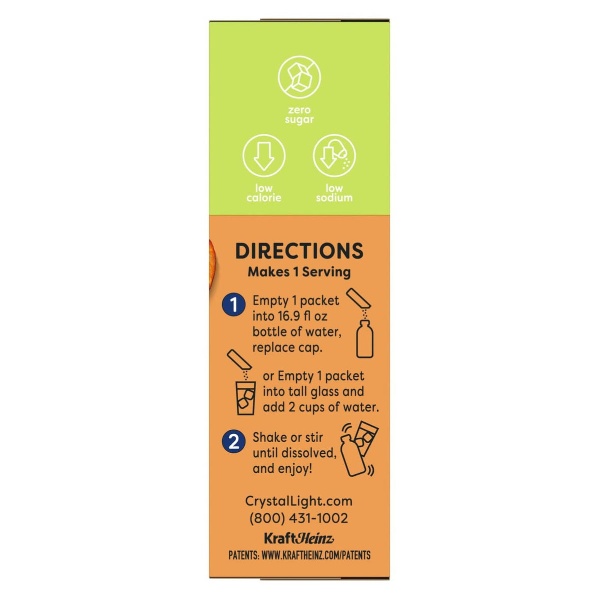 Peach iced tea drink mix directions panel, make 1 serving