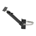 Black solar panel pole mount with clamp ring and side bracket for pole attachment