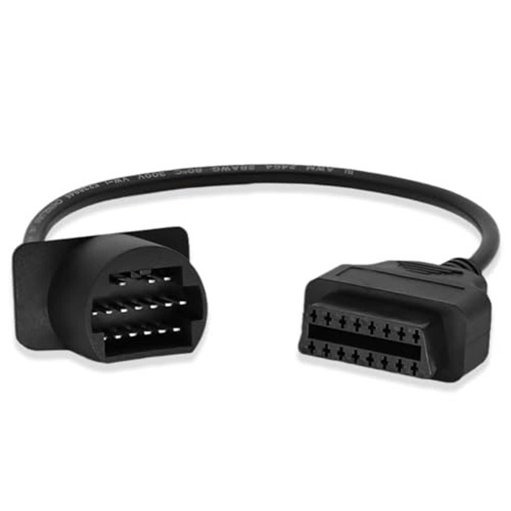 OBD adapter cable with black 16-pin and 17-pin OBD connectors on a cord