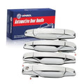 Chrome exterior door handle set, four piece, glossy silver handles with key slot