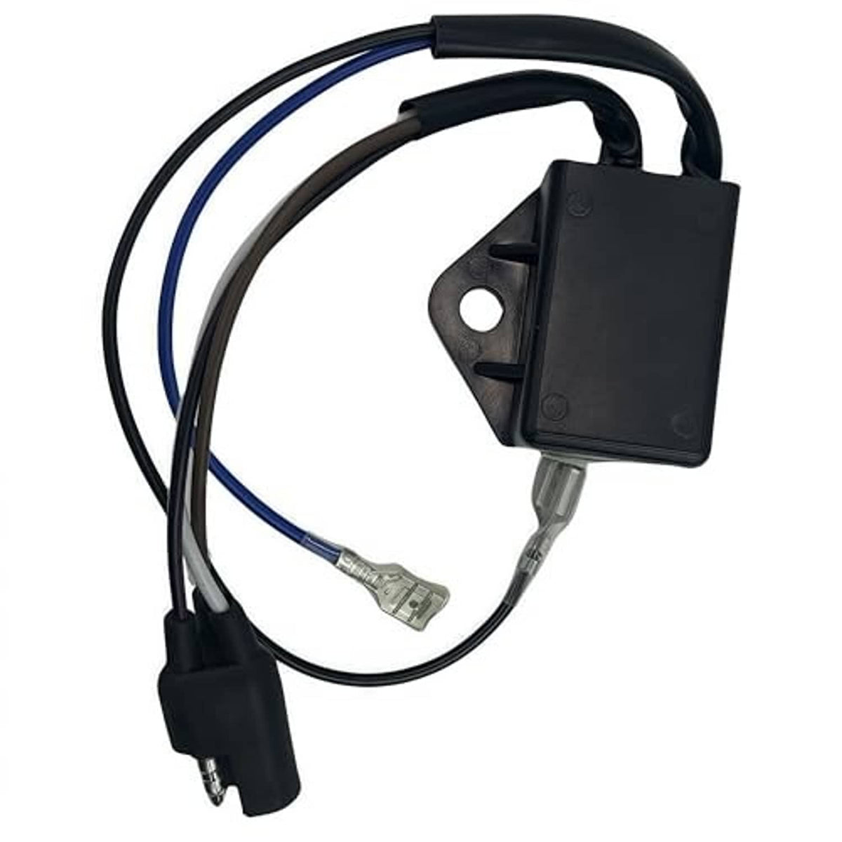 Ignition CDI module with black casing and attached blue/black wire harness