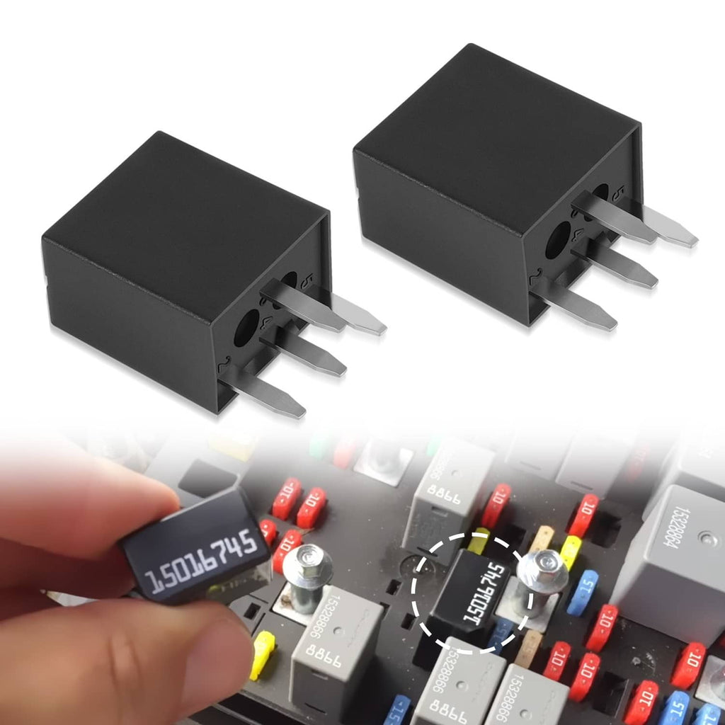 2-pack black headlight relay modules with metal blade terminals