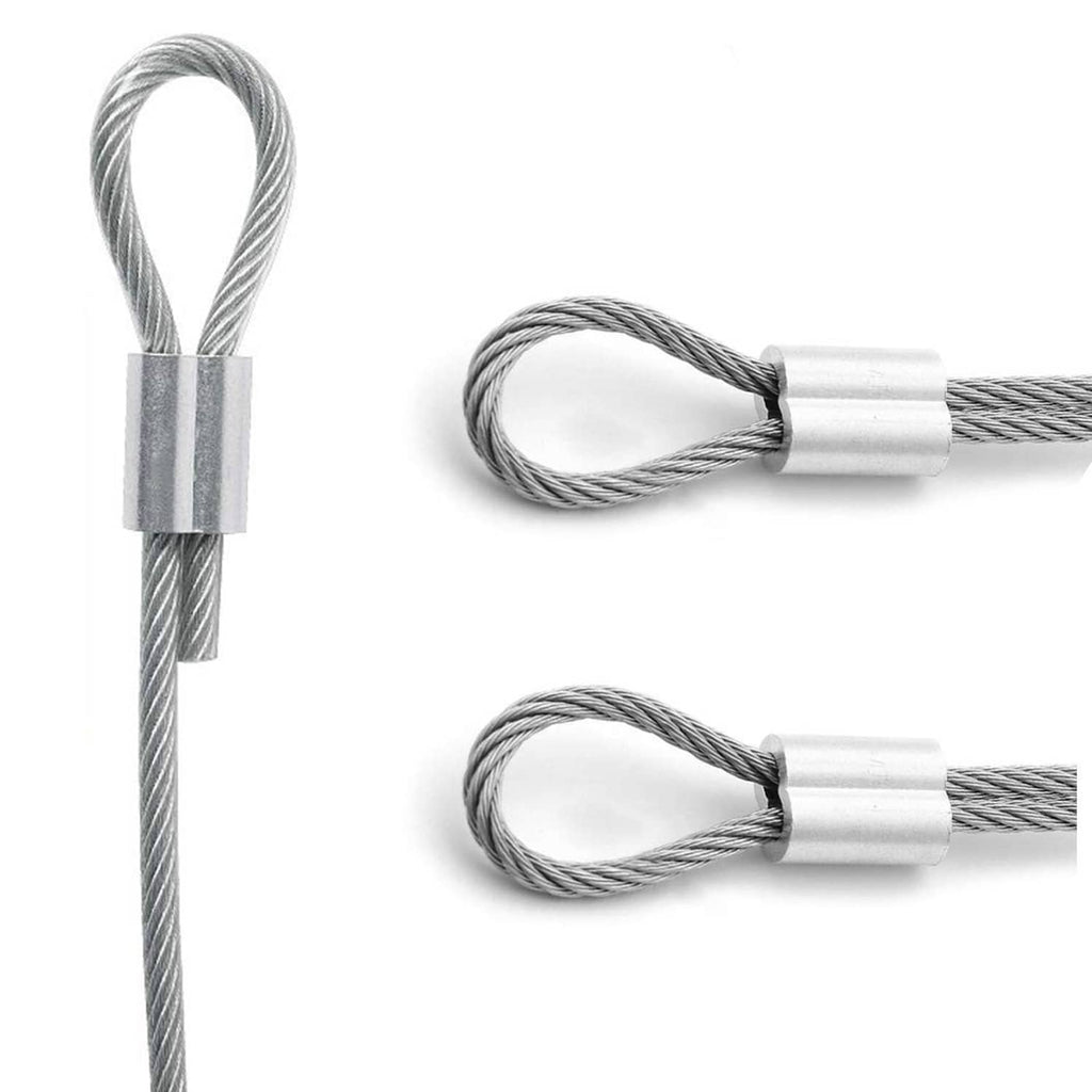 Aluminum loop cable ferrule sleeve holding a steel wire loop connector