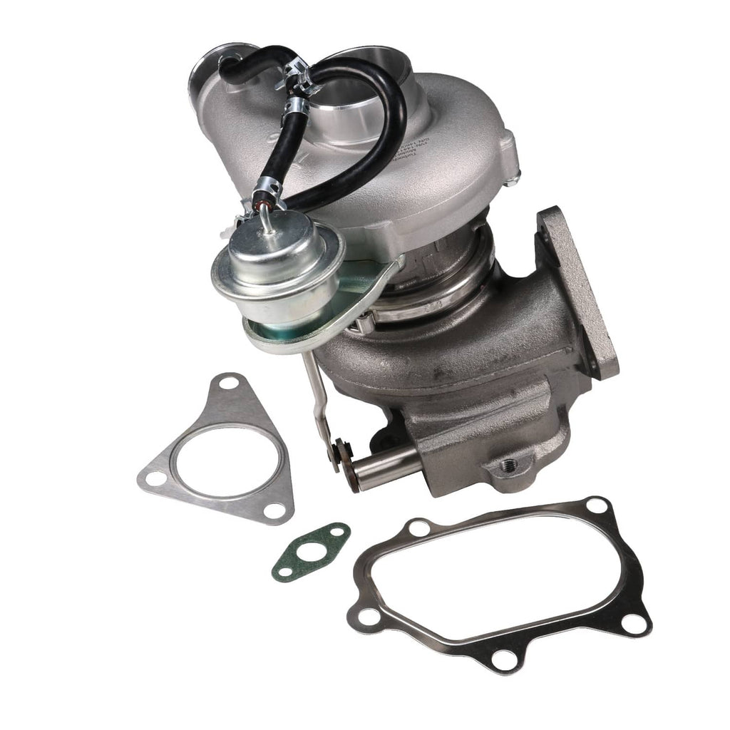 Turbocharger unit with black wiring hose and two visible gasket plates