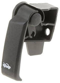 Black hood release handle with mounting bracket and textured grip