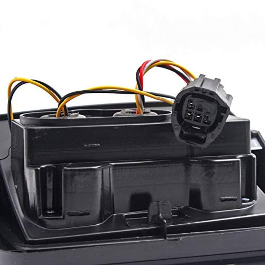 LED tail light wiring harness inside black housing with connector plug