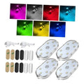 Four oval magnetic LED interior lights with multicolor glow and spare magnetic plates