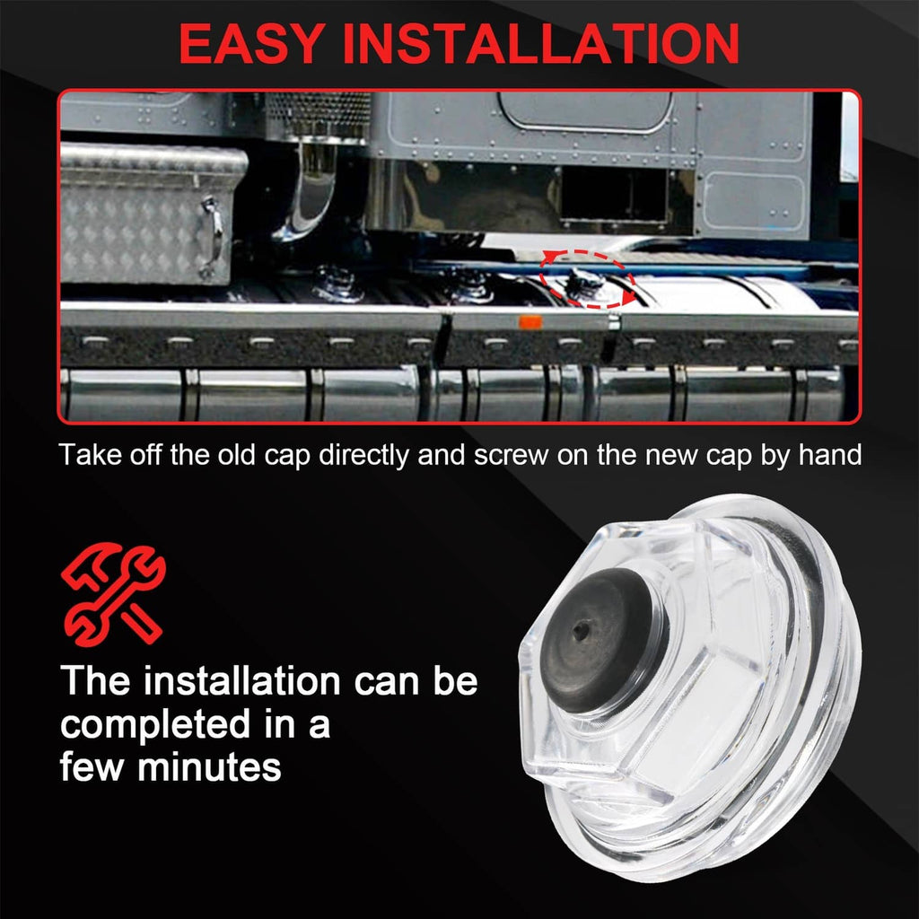 Clear oil bath dust cap with black insert, shown near an axle installation area