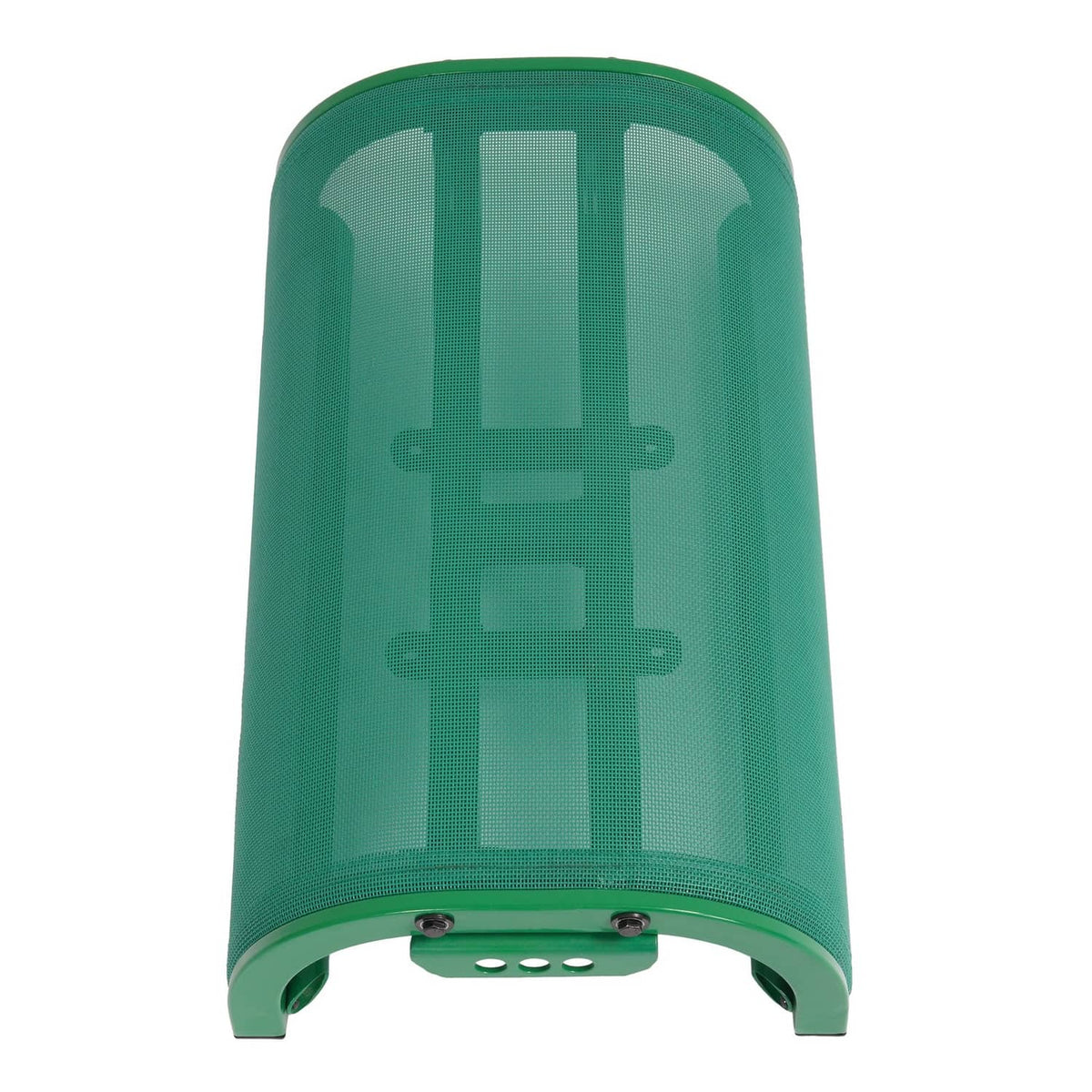 Green mesh boat seat backrest with H-style cutout pattern and bottom end feet.