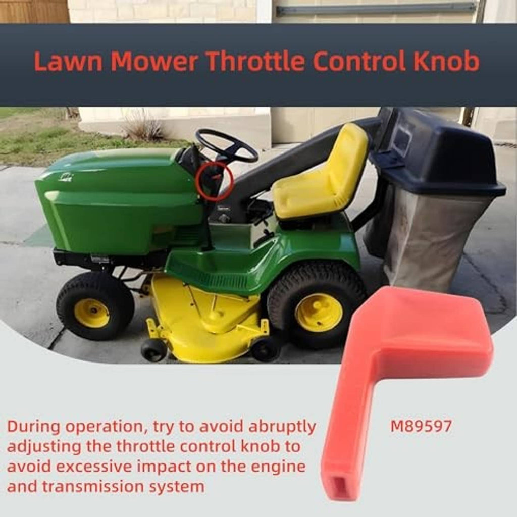 Red throttle control knob, angled lever with rectangular end opening.
