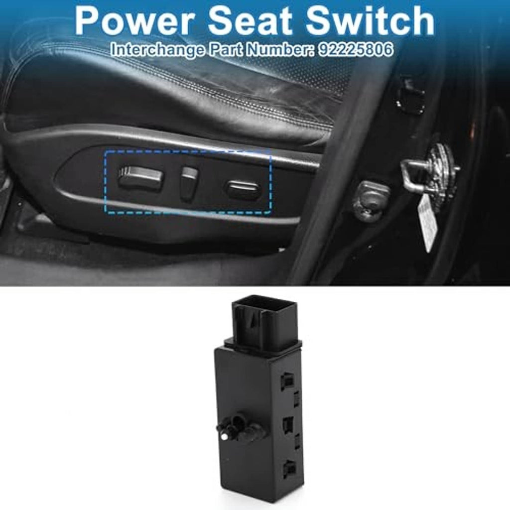 Power seat switch unit shown with driver-side door switch panel close-up