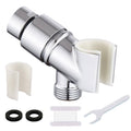 Chrome shower head holder with card-slot inserts and threaded outlet