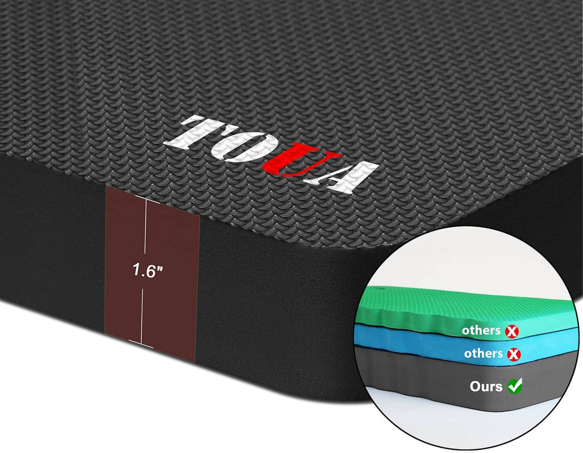 Large dark gray kneeling pad with thick foam support, textured surface detail.