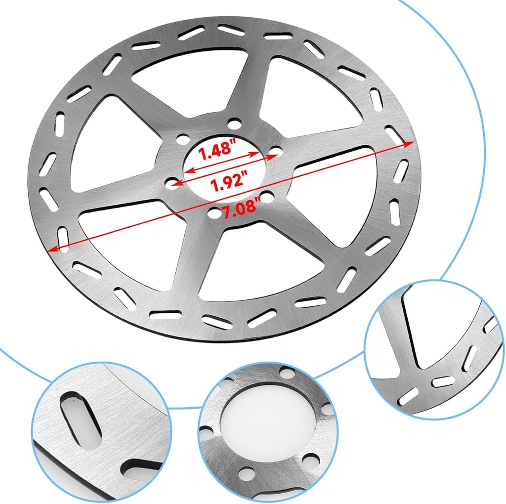 Vented silver brake rotor disc with visible size and measurement markings