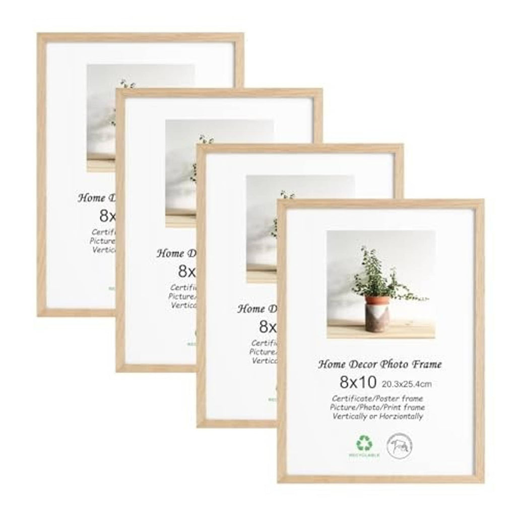Natural oak 8x10 photo frame set of four, stacked front views