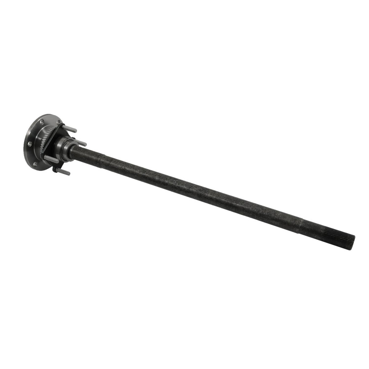 Rear axle shaft with bearing hub, horizontal view with flange mount