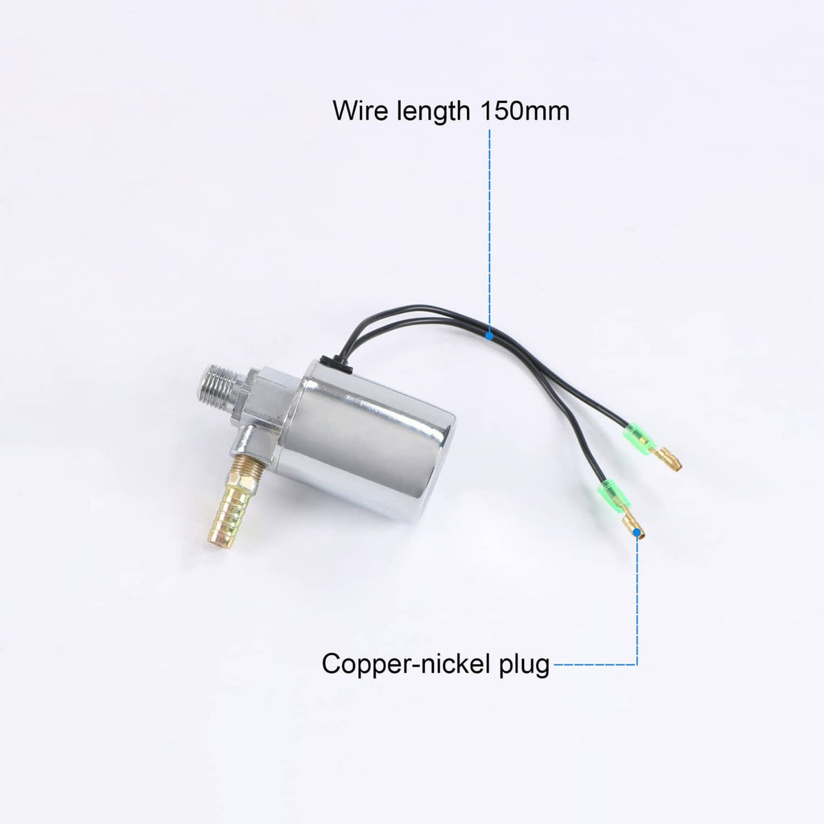 Air horn solenoid valve with 150mm wire leads and copper-nickel plug