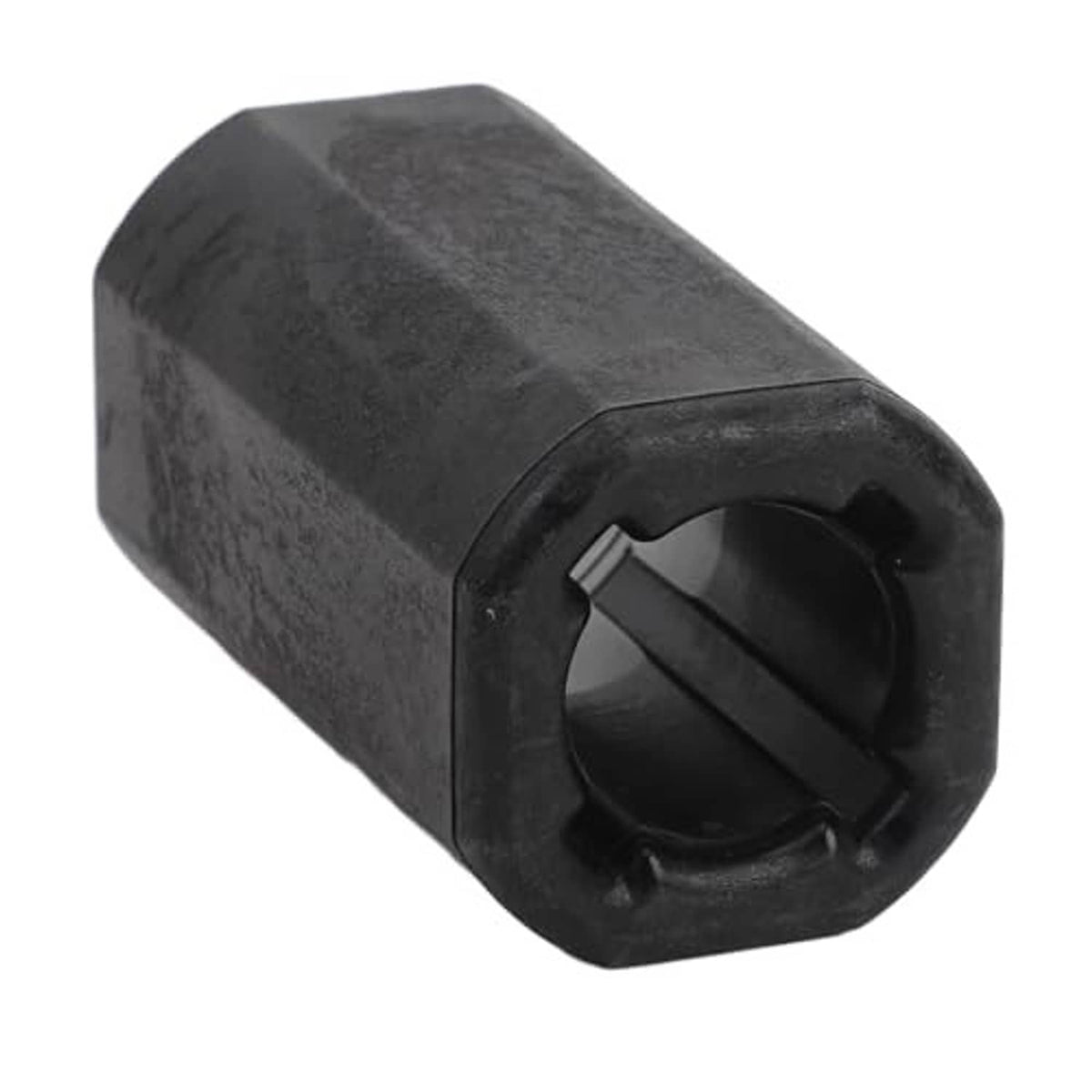 Black rubber drive sleeve with open end and molded internal splines