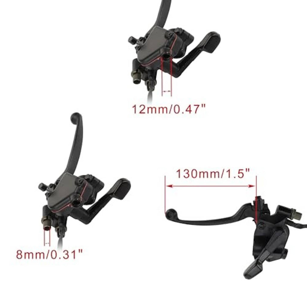 Black dual brake lever thumb throttle with visible mounting hardware and bracket.