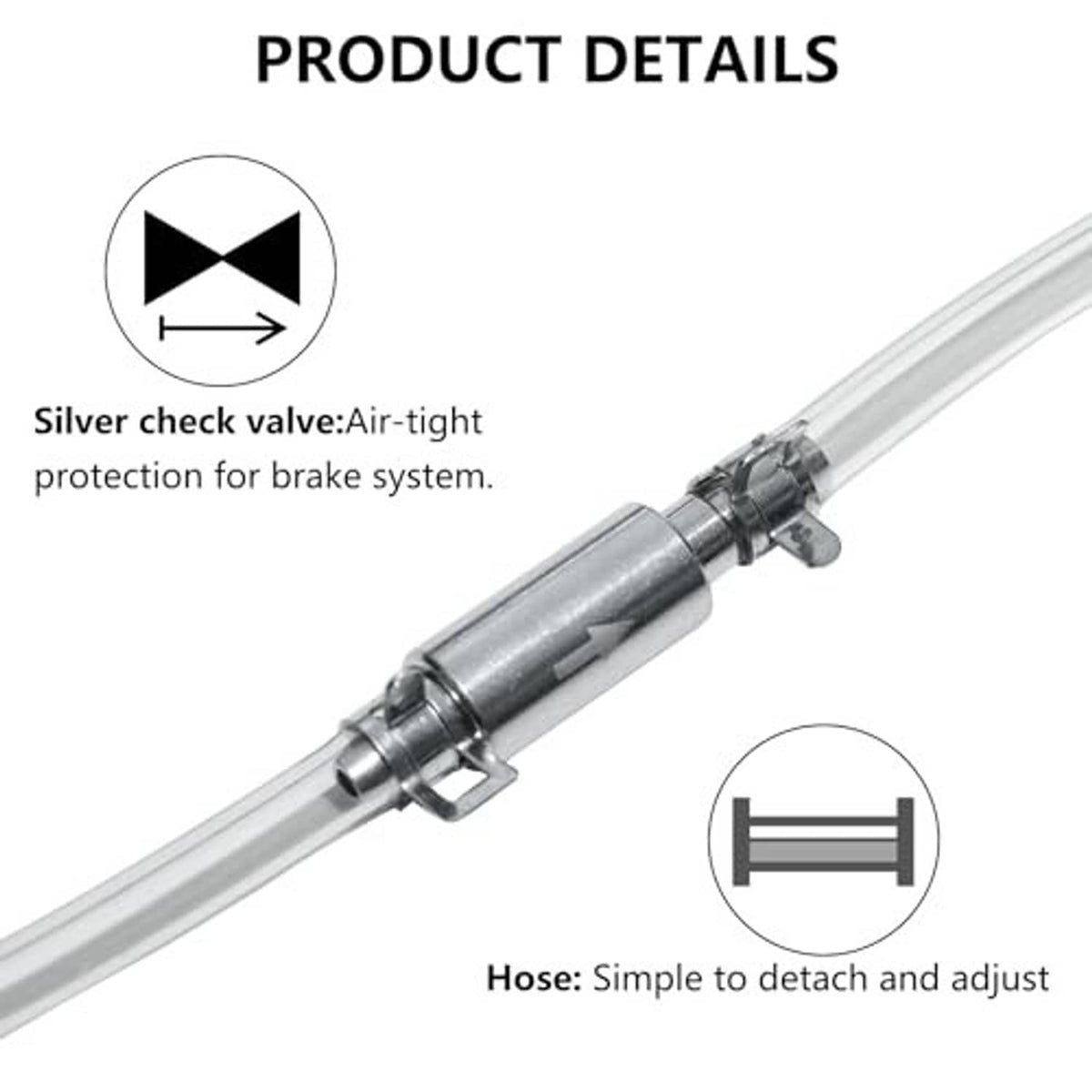 Brake bleeder one-way check valve with detachable hose connector