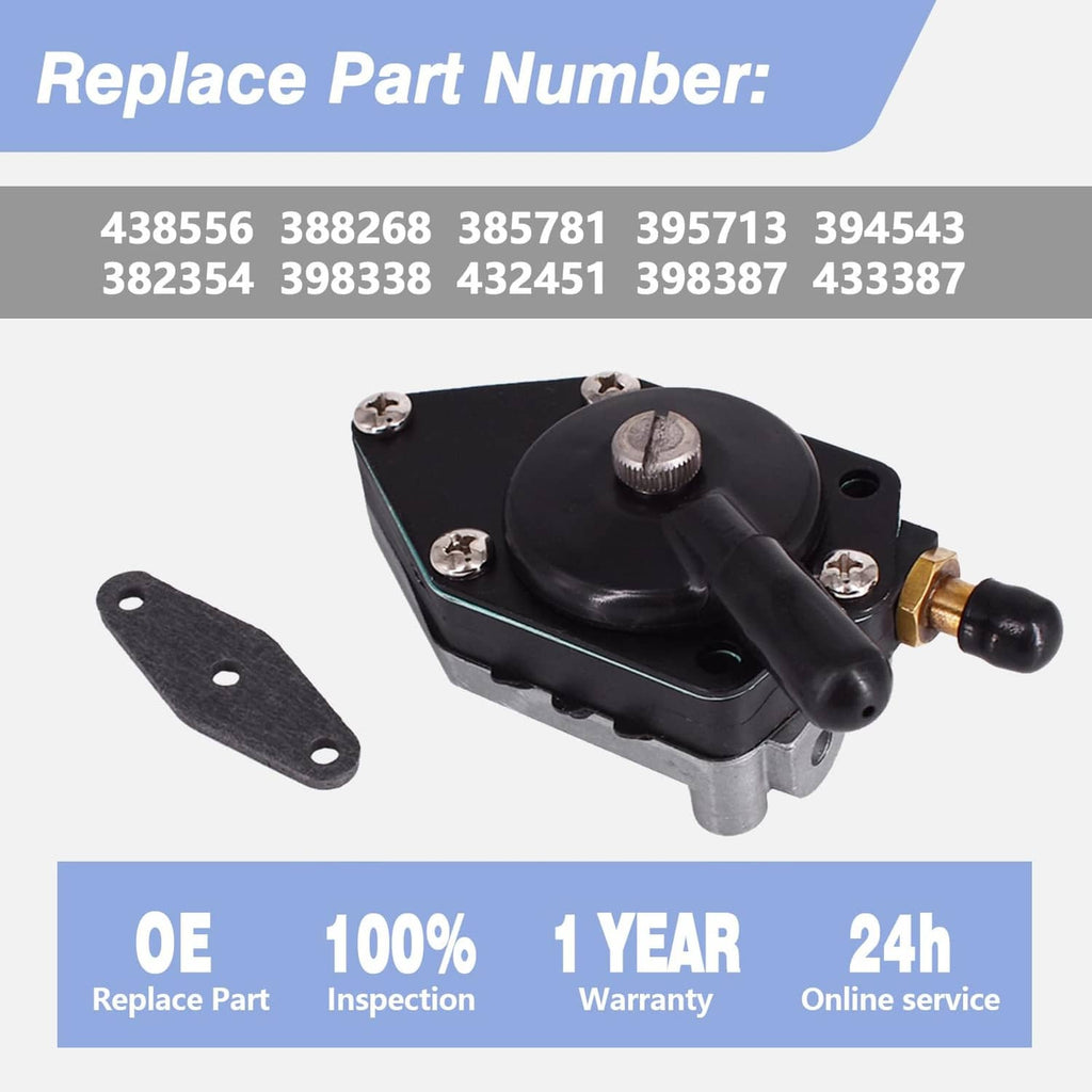 Fuel pump replacement part with black top, brass fitting, and gasket