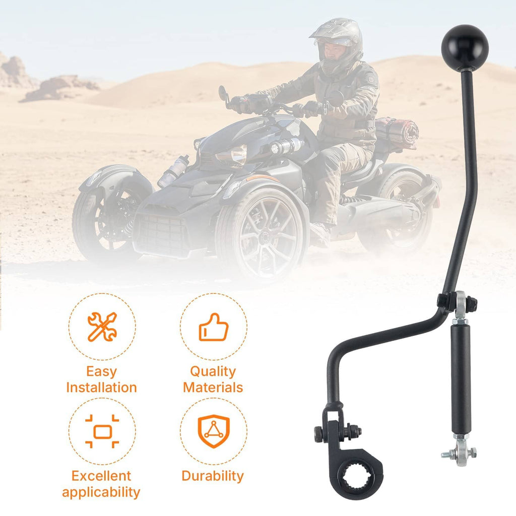 Forward/reverse hand shifter kit with black handle arm and mounting clamp