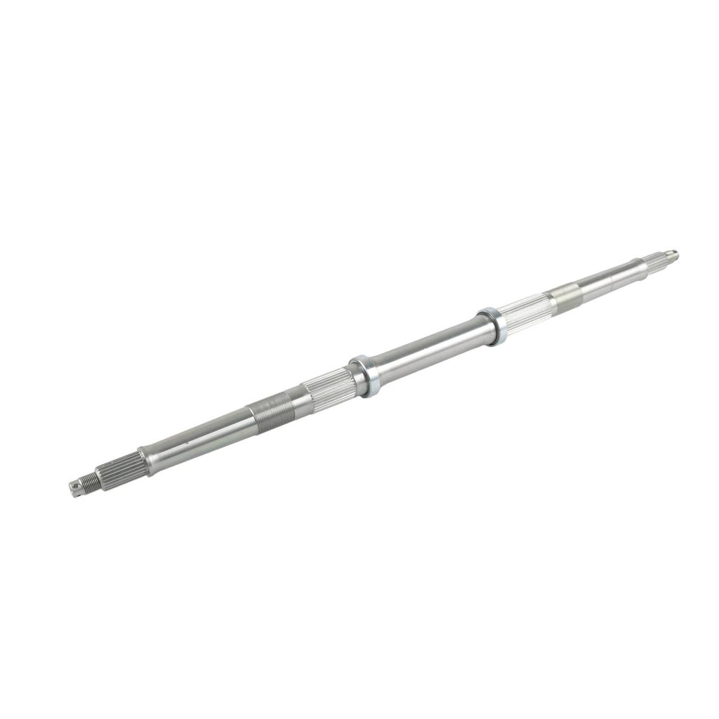 Rear axle shaft with two splined ends and ribbed bearing journals