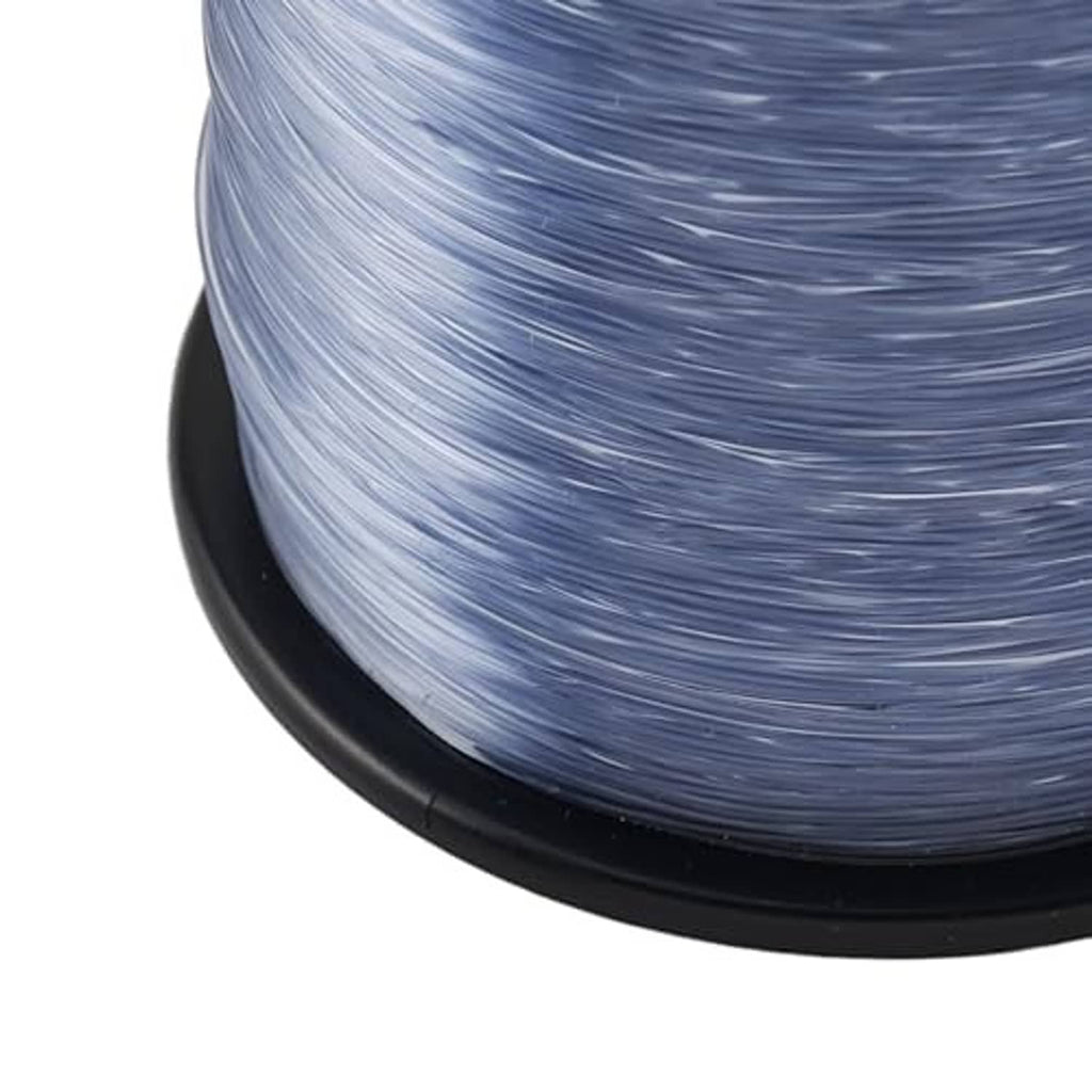 Steel blue monofilament fishing line spool, close-up of line winding