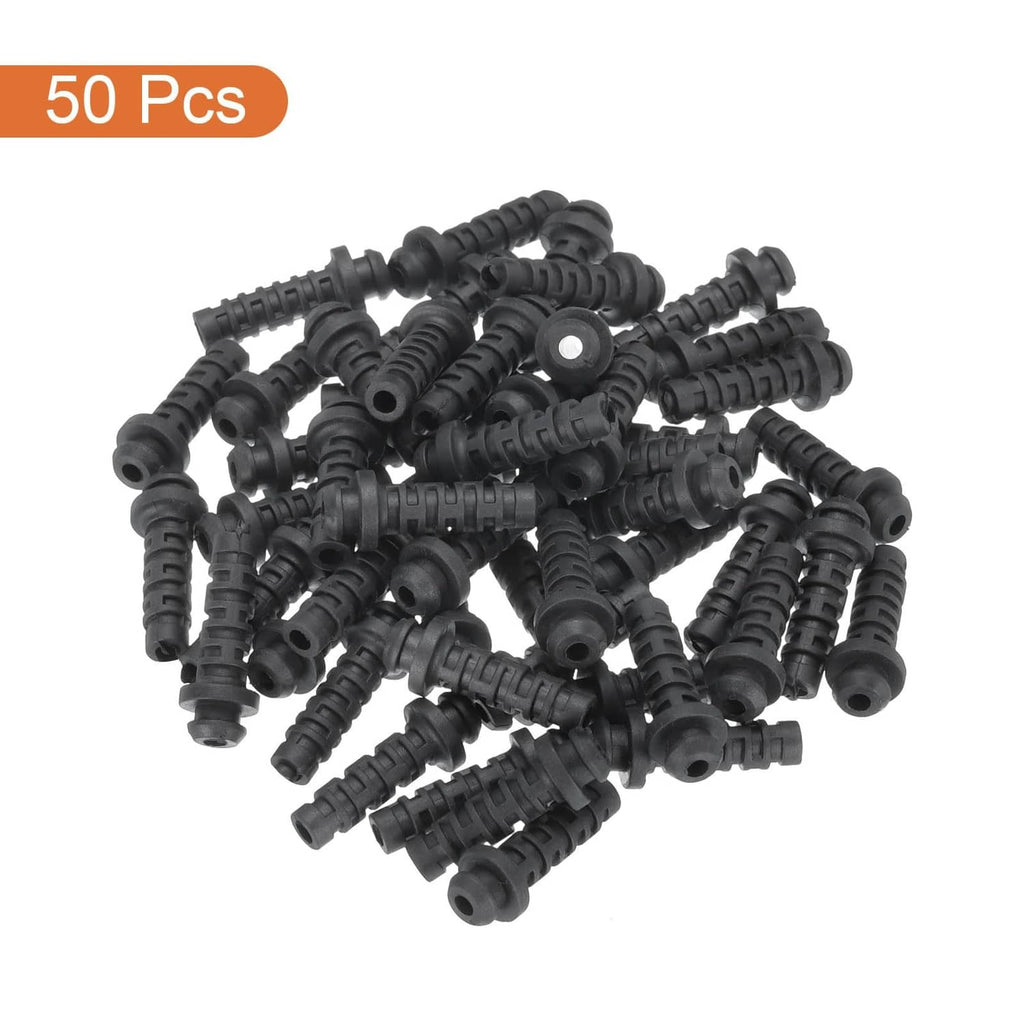 Set of black 3mm strain relief cord connector cable bushing boots, 50 pcs