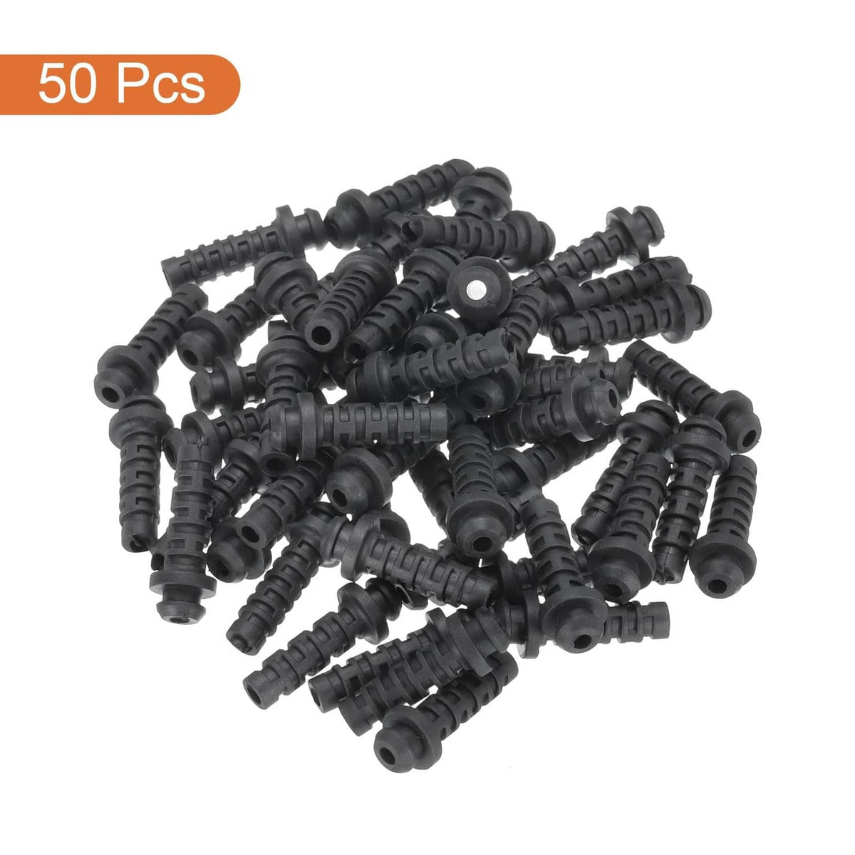 Set of black 3mm strain relief cord connector cable bushing boots, 50 pcs
