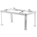 White adjustable mini split outdoor unit ground stand with four legs and top mounting rails