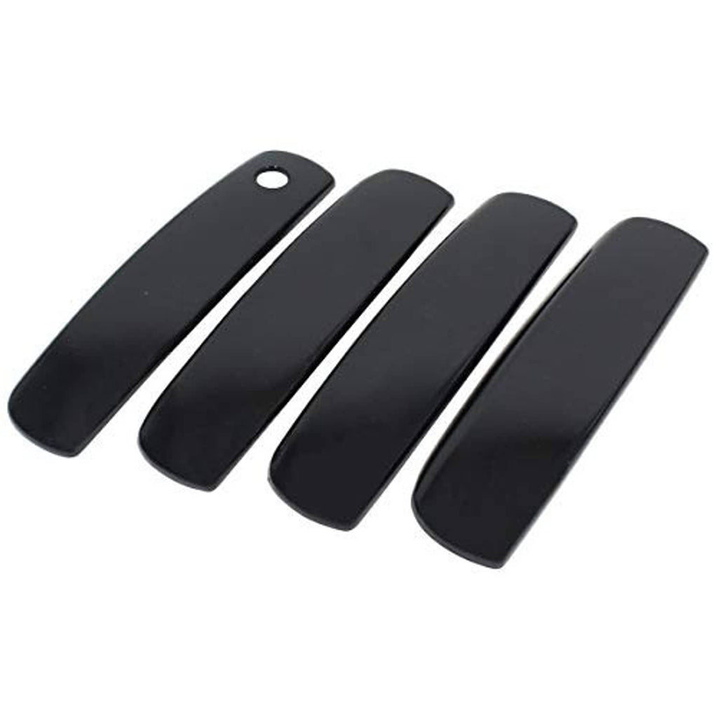 Set of four black curved rectangular trim pieces with mounting holes